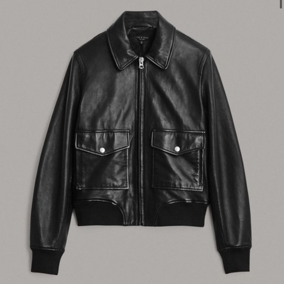 NWT $1200 Rag & Bone ICONS ‘Andrea’ black Leather Jacket - Picture 6 of 15